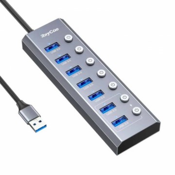 Hub 7in1 RayCue USB-C to 3x USB-A 3.0 5Gbps + SD|TF 3.0 + USB-C+ HDMI 4K30Hz (gray)