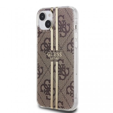 Guess IML 4G Gold Stripe Case for iPhone 15 Brown