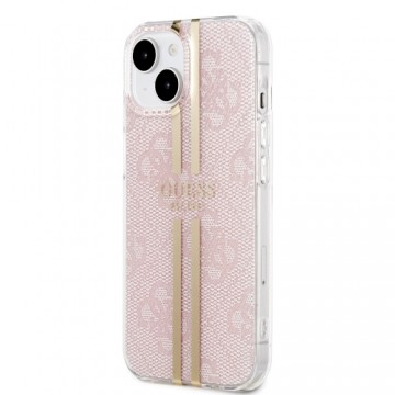 Guess IML 4G Gold Stripe Case for iPhone 15 Pink
