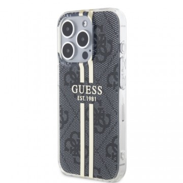 Guess IML 4G Gold Stripe Case for iPhone 15 Pro Max Black