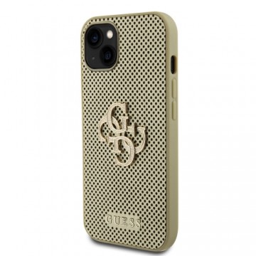 Guess PU Perforated 4G Glitter Metal Logo Case for iPhone 15 Gold