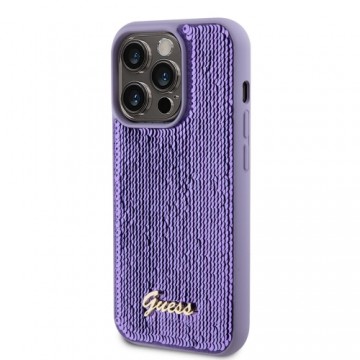 Guess Sequin Script Logo Case for iPhone 14 Pro Purple