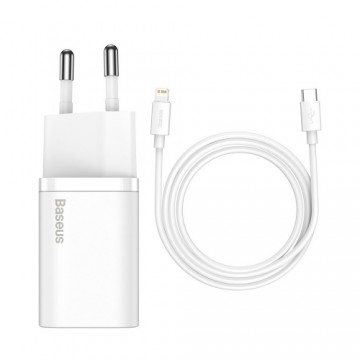 Baseus TZCCSUP-B02 Сетевое зарядное устройство USB-C | 20W | 3A + USB-C -> lightning провод для Зарядки белое