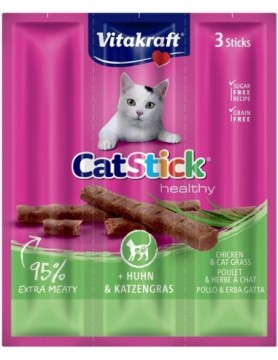 VITAKRAFT CatStick Mini Chicken with grass - cat treats - 3 pcs
