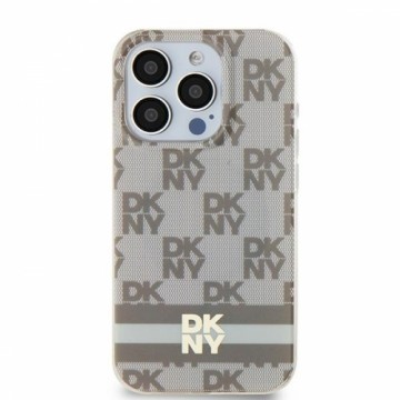 DKNY DKHMP14SHCPTSE iPhone 14 | 15 | 13 6.1" beżowy|beige hardcase IML Checkered Mono Pattern & Printed Stripes MagSafe