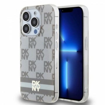 DKNY DKHMP14LHCPTSE iPhone 14 Pro 6.1" beżowy|beige hardcase IML Checkered Mono Pattern & Printed Stripes MagSafe