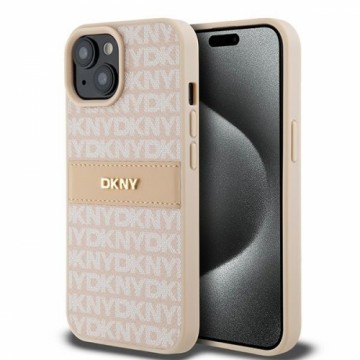 DKNY DKHCP15MPRTHSLP iPhone 15 Plus | 14 Plus 6.7" różowy|pink hardcase Leather Mono Stripe & Metal Logo