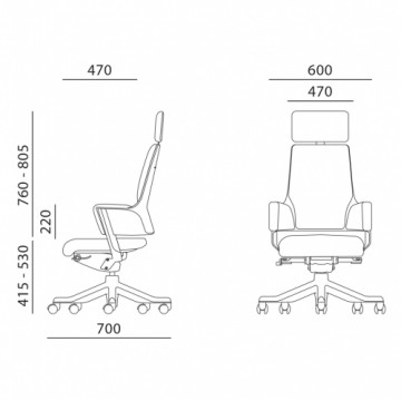 Darba krēsls DELPHI 60x47xH116-128,5cm, sēdeklis un atzveltne: audums, krāsa: melns