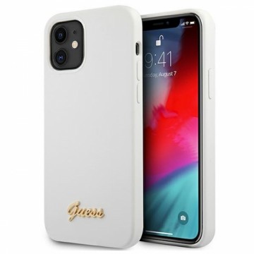 Guess GUHCP12SLSLMGWH iPhone 12 mini 5,4" biały|white hardcase Metal Logo Script