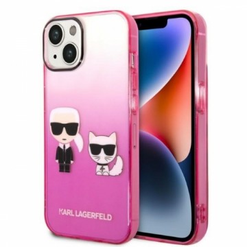 Karl Lagerfeld Gradient Karl and Choupette Case for iPhone 14 Plus Pink