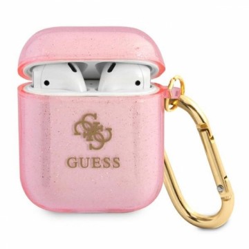 Guess GUA2UCG4GP AirPods cover różowy|pink Glitter Collection