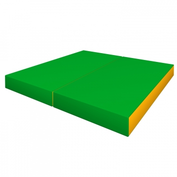 ROMANA 2x Folding Gymnastic Mat 100 x 100 x 10 cm green/yellow Vingrošanas paklājs (saliekamais)