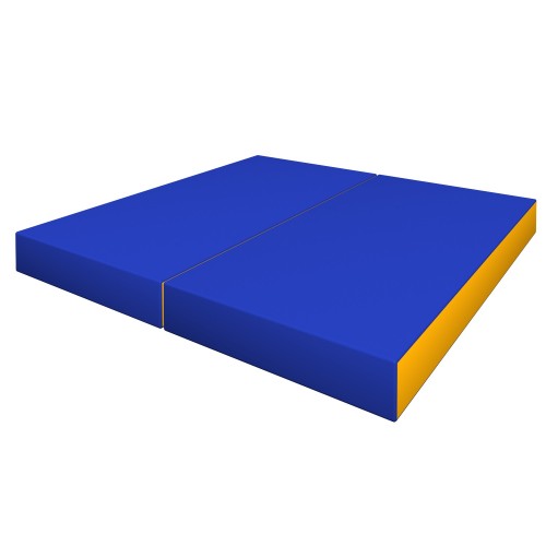 ROMANA 2x Folding Gymnastic Mat 100 x 100 x 10 cm blue/yellow Vingrošanas paklājs (saliekamais) image 1